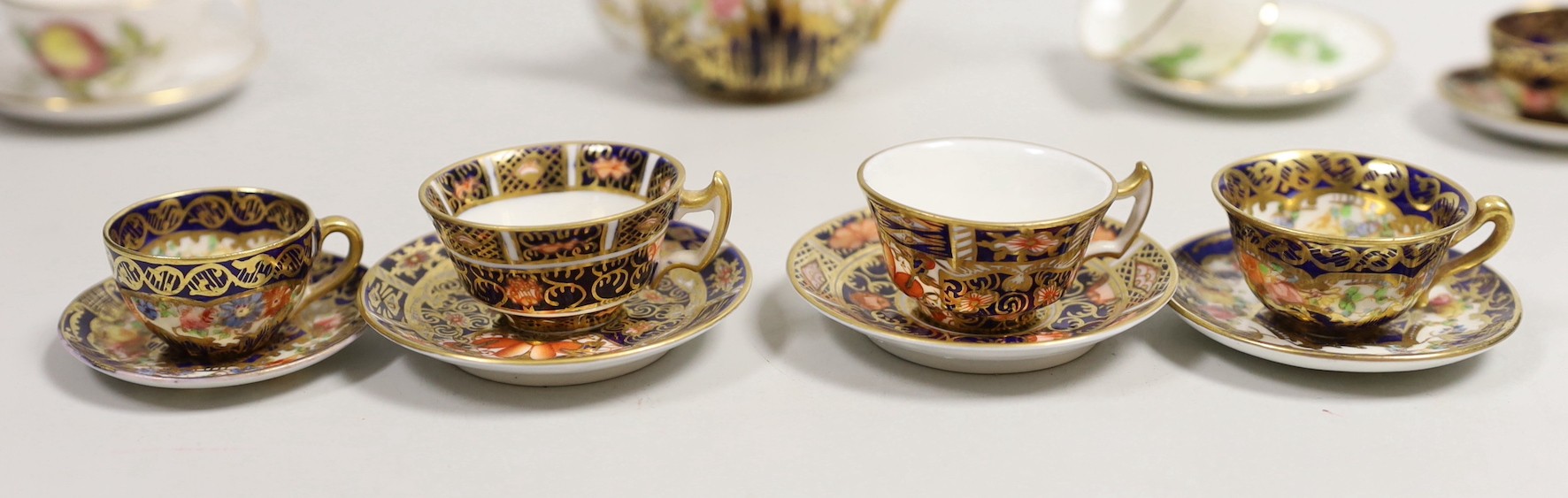 Miniature bone china teaware including Spode and Royal Crown Derby